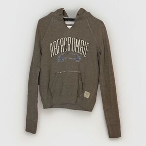 Vtg Y2K Abercrombie & Fitch Waffle Hoodie Pullover Spellout Distressed Men's L